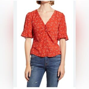 Madewell Women’s Polka Dot Daylight Top in Dotty Dot Estruscan Clay Size 6